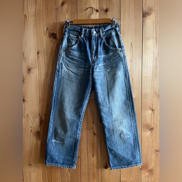 Saint Laurent 70s Crop High Rise Straight Relaxed Fit Jeans Medium Wash Size 26 - Picture 2 of 7